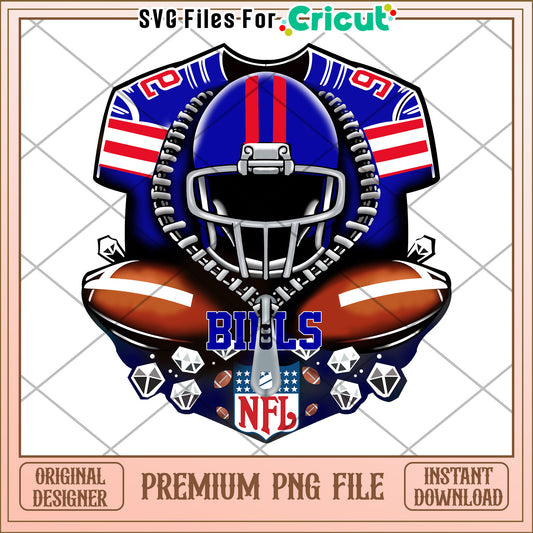 Buffalo Bills Football Helmet PNG for Cricut, Premium Downloadable Art