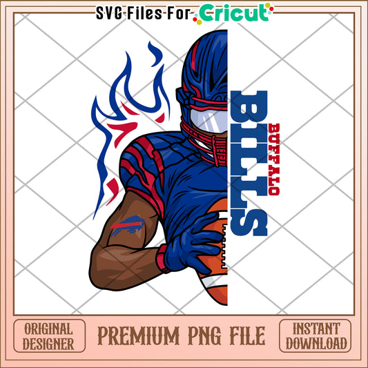 Buffalo Bills Football Player Design for Cricut, Premium PNG Download