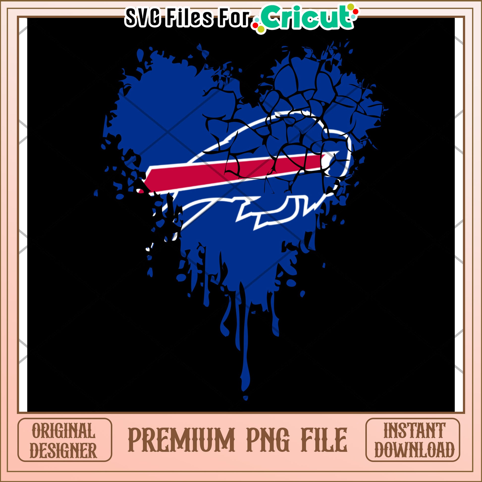 Buffalo Bills Heart Design PNG File for Cricut, Perfect for Fans