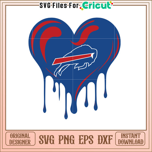 Buffalo Bills Heart SVG Design