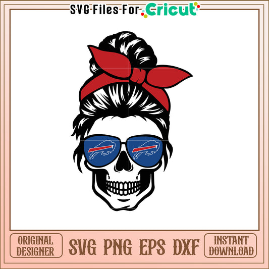 Buffalo Bills SVG Design Messy Bun