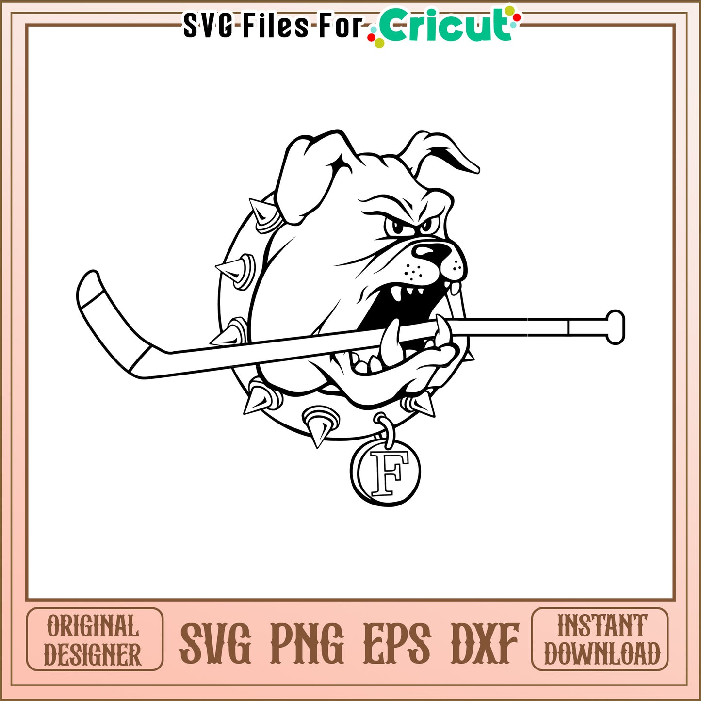 Bulldog Hockey SVG Design for Cutting Machines, Instant Download Artwork