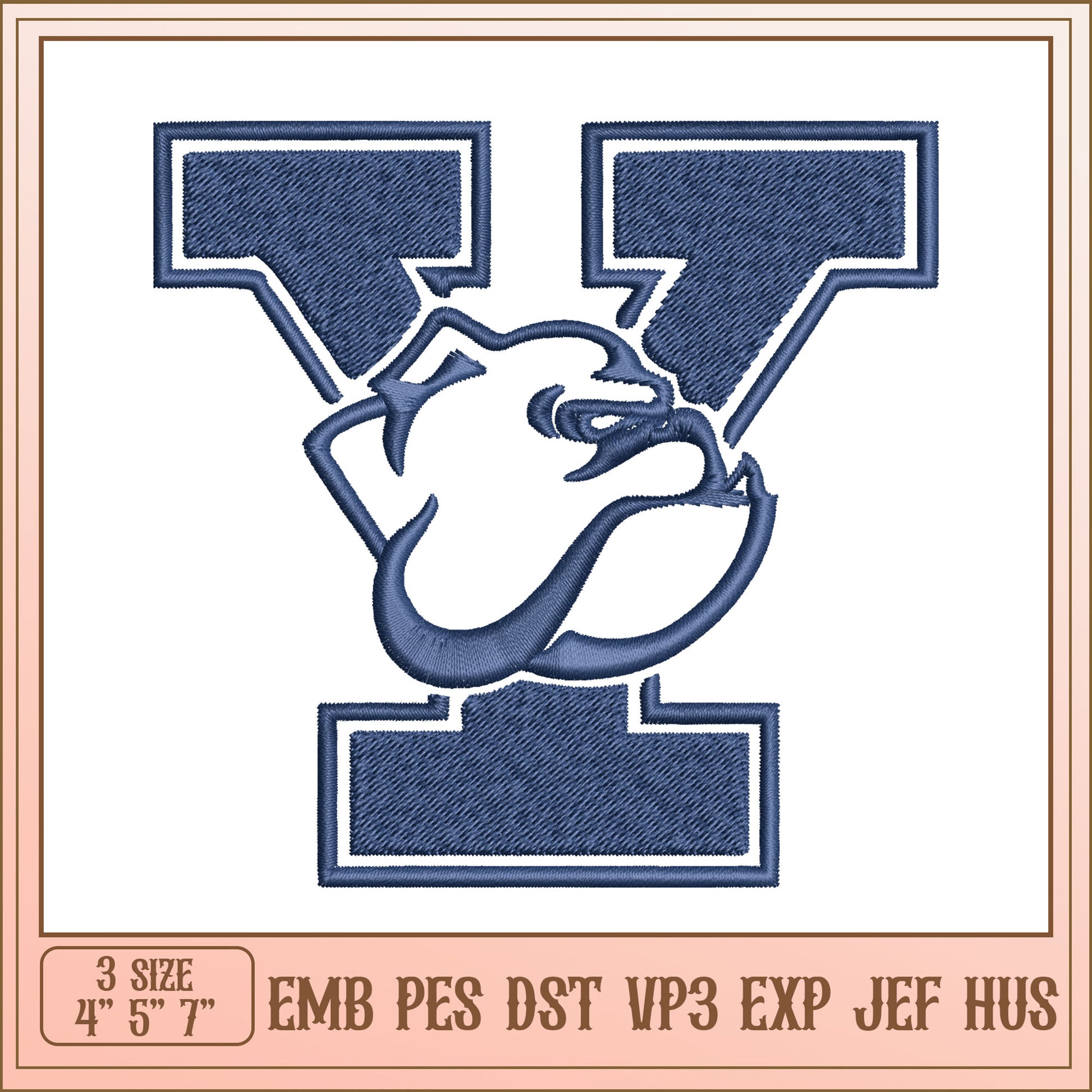 Bulldog Letter Y Embroidery Design