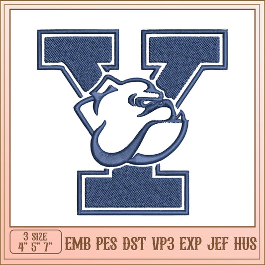 Bulldog Letter Y Embroidery Design
