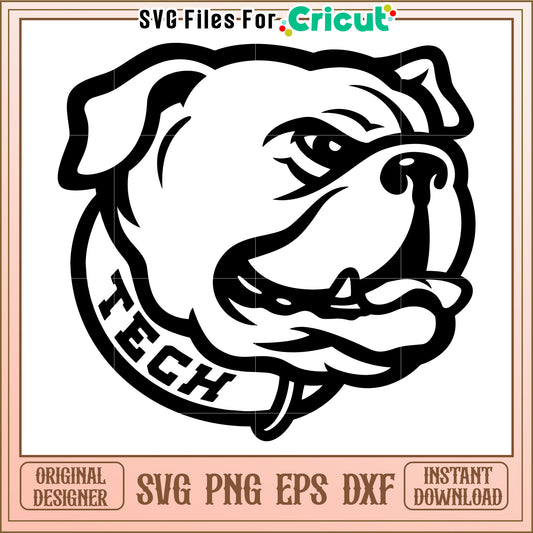 Bulldog Tech Logo SVG, perfect for Cricut projects and instant downloads