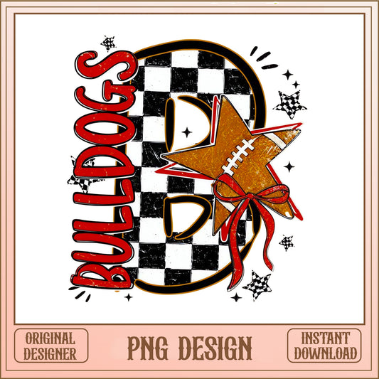 Bulldogs Football PNG, Checkered Game Day PNG, Team Spirit PNG