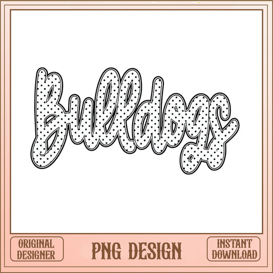 Bulldogs Mascot Retro Polka Dot PNG, Game Day Spirit PNG, School PNG