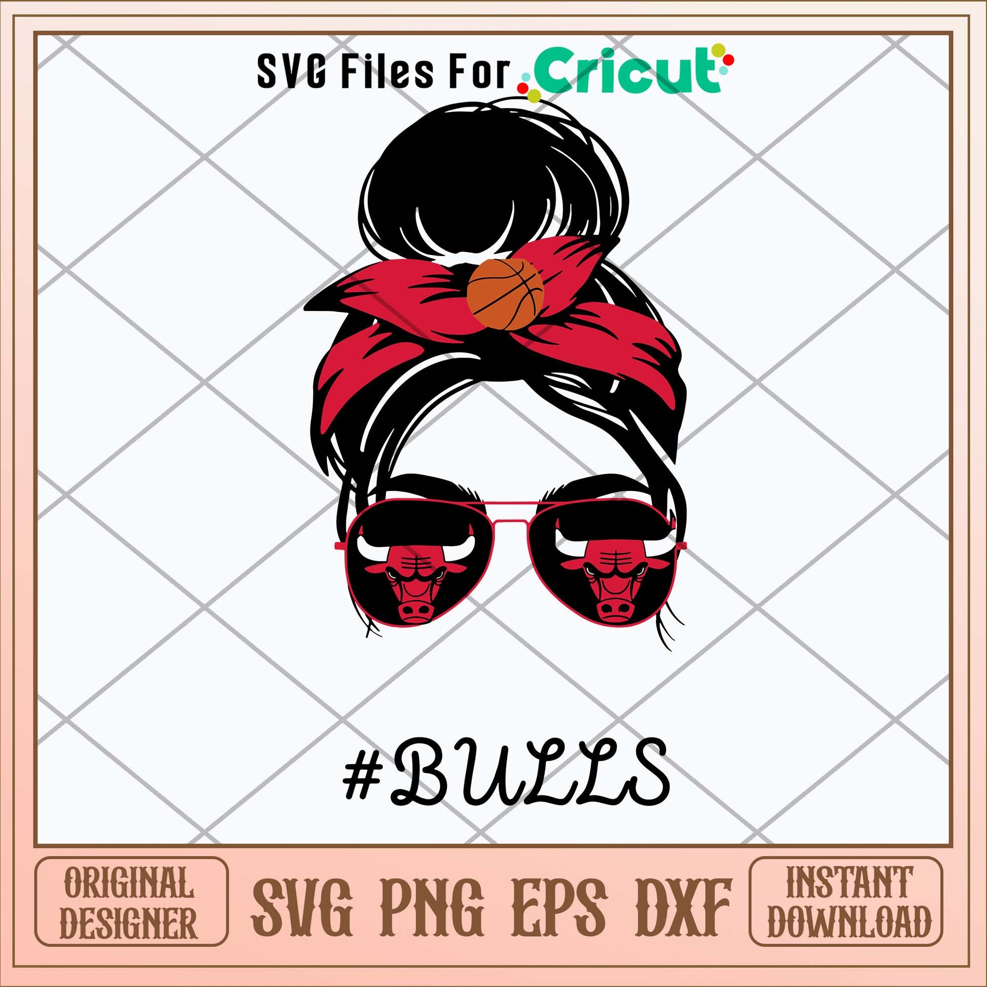 Bulls Messy Bun Svg-Svgfilesforcricut