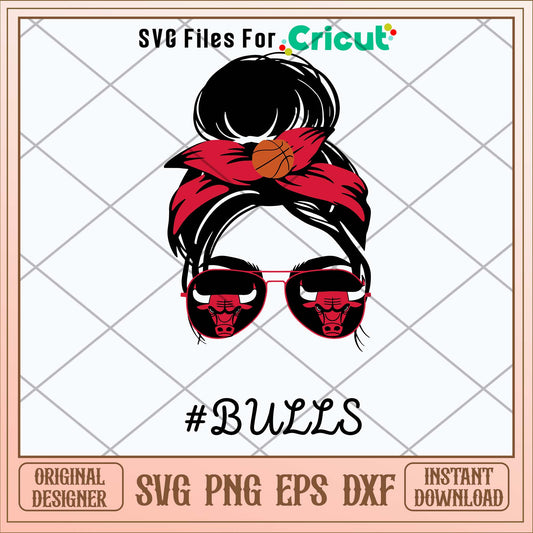 Bulls Messy Bun Svg-Svgfilesforcricut