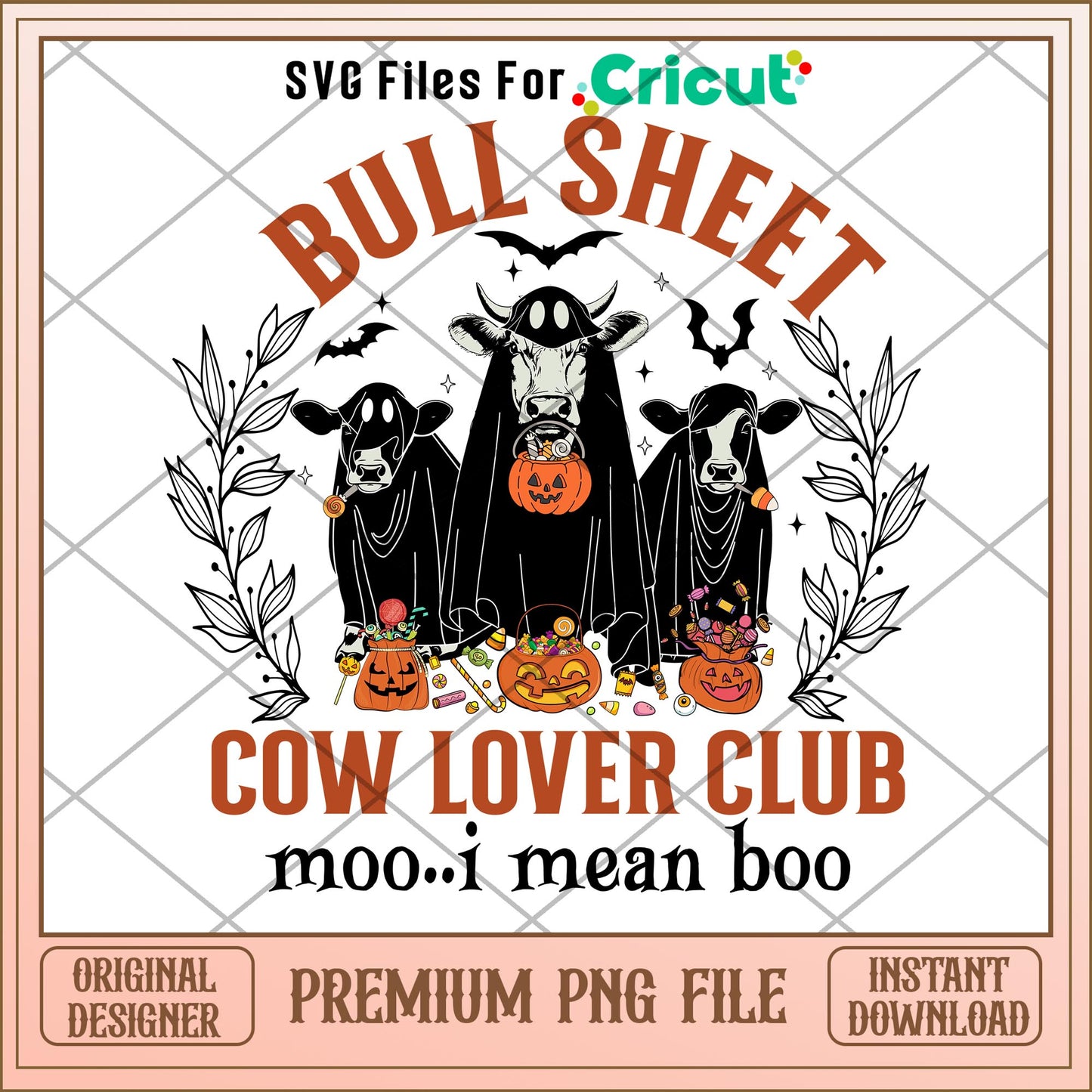Bullsheet cow lover club png, bullsheet png, halloween png