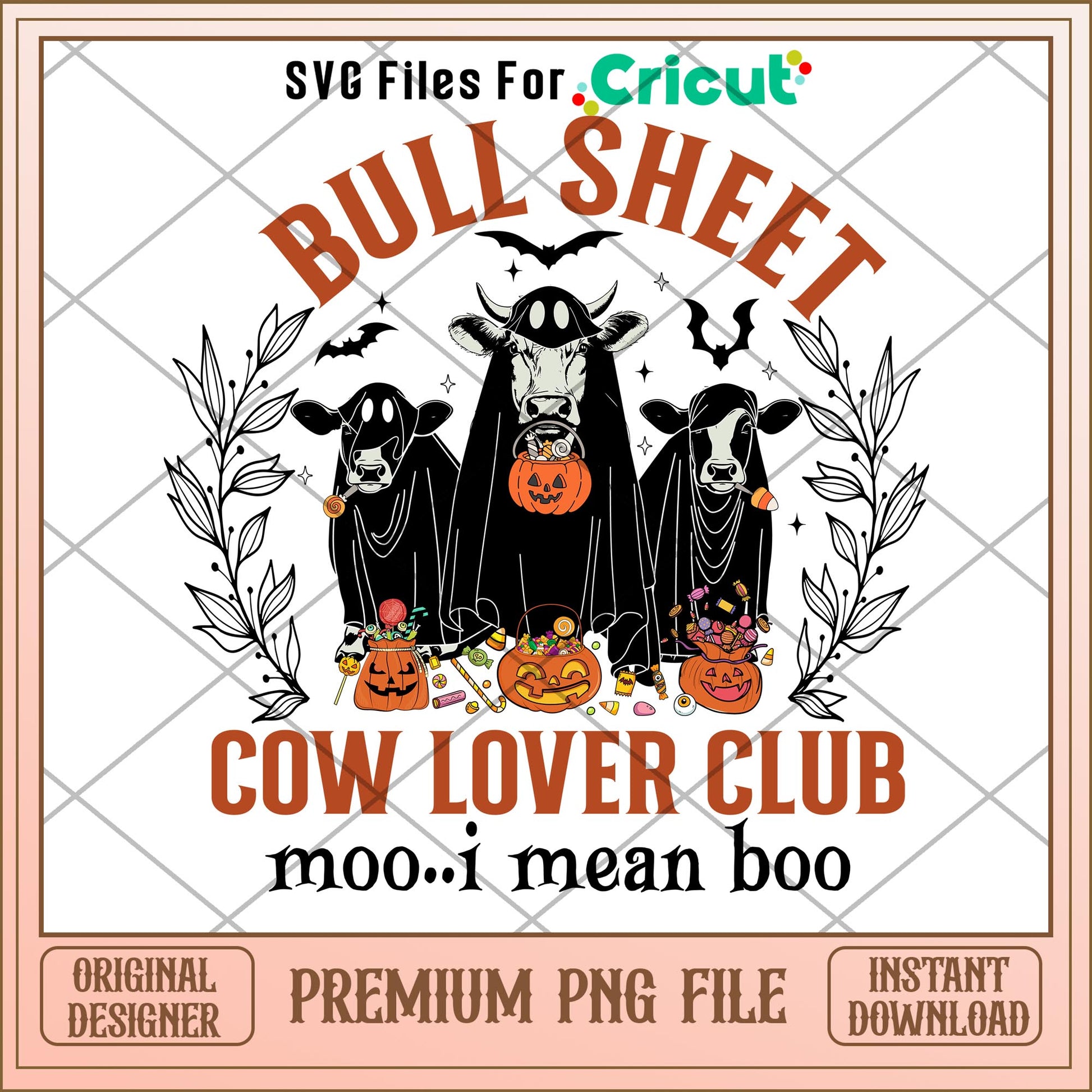 Bullsheet cow lover club png, bullsheet png, halloween png