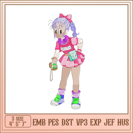 Bulma Embroidery Design 3 Sizes