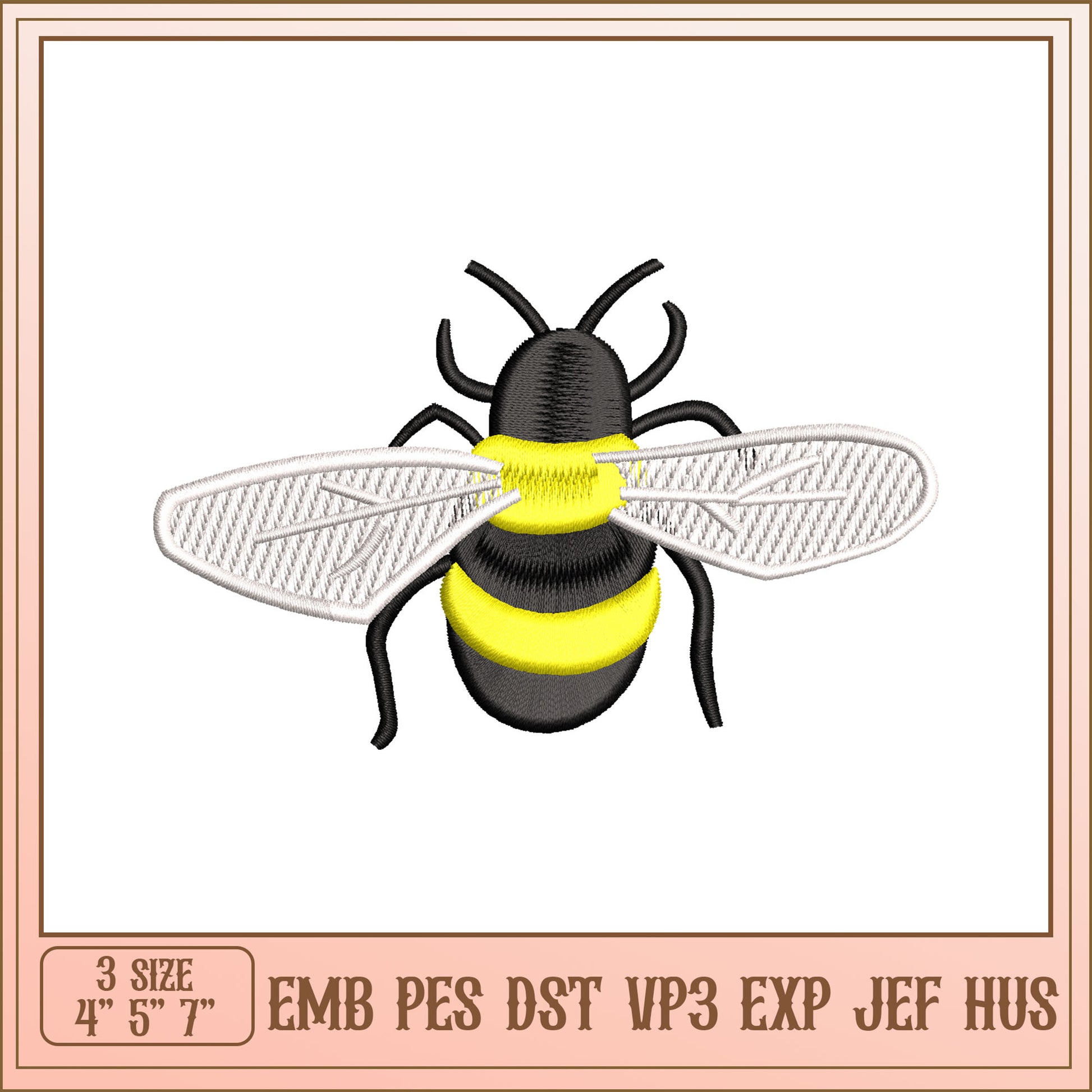 Bumble Bee Embroidery Design