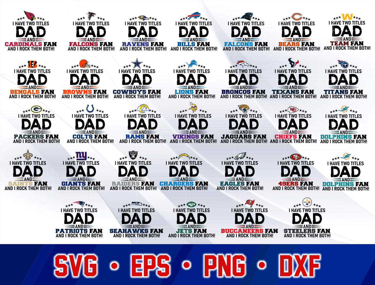 I hate two titles dad and logo nfl bundle svg, nfl team logos​ svg