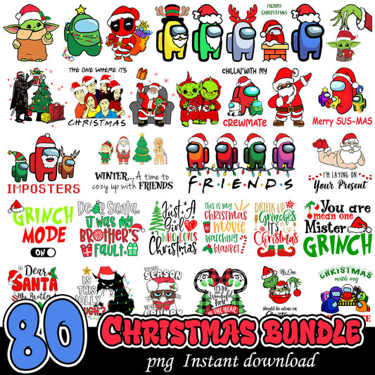 Friends Christmas PNG bundle, Christmas png bundle