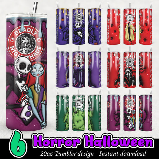 Halloween Character Coffee Wrap Tumbler, Horror 3D 20oz tumbler