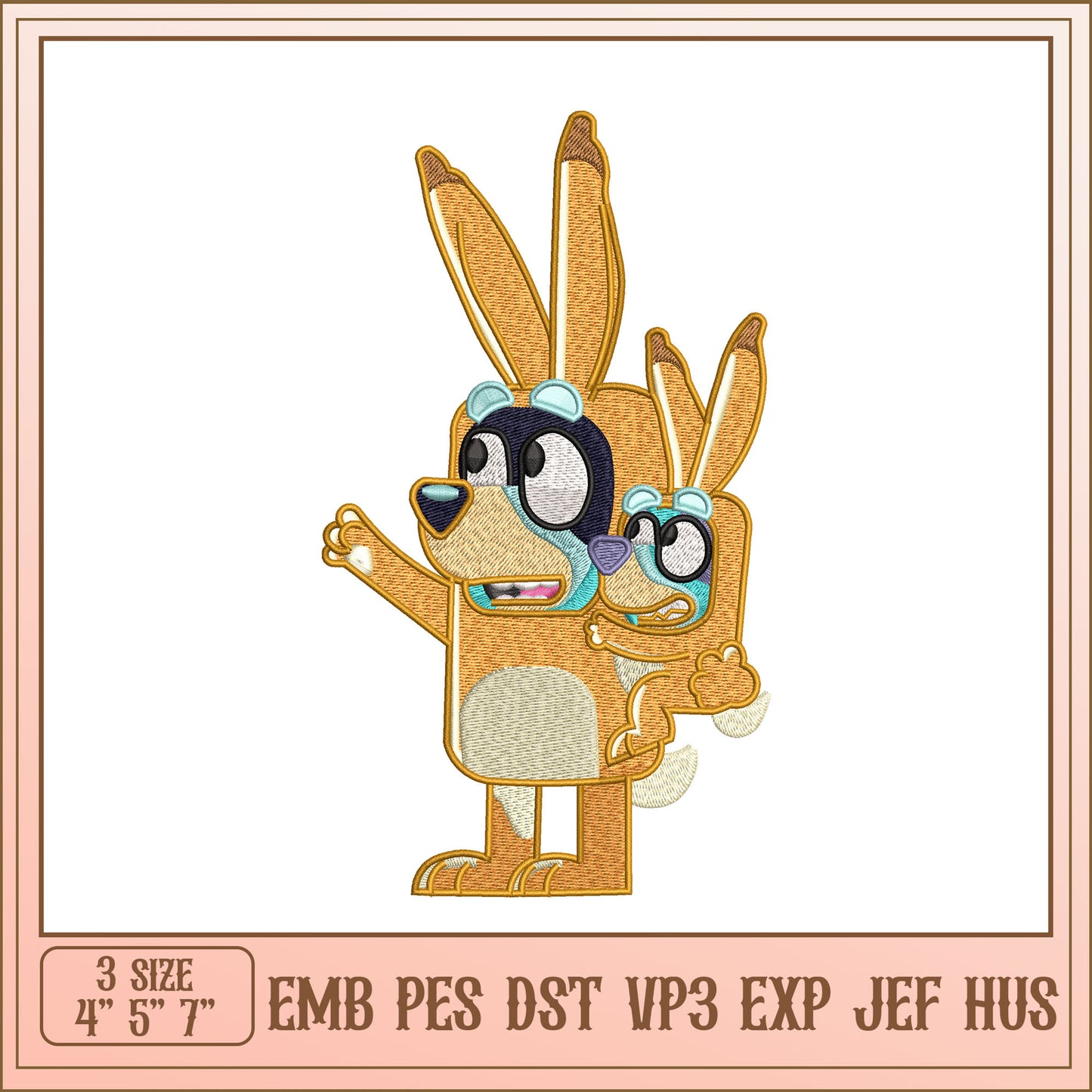 Bunny Dog Embroidery Design