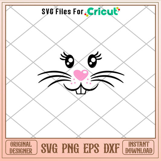 Bunny Face Girl Svg, Easter Bunny Faces