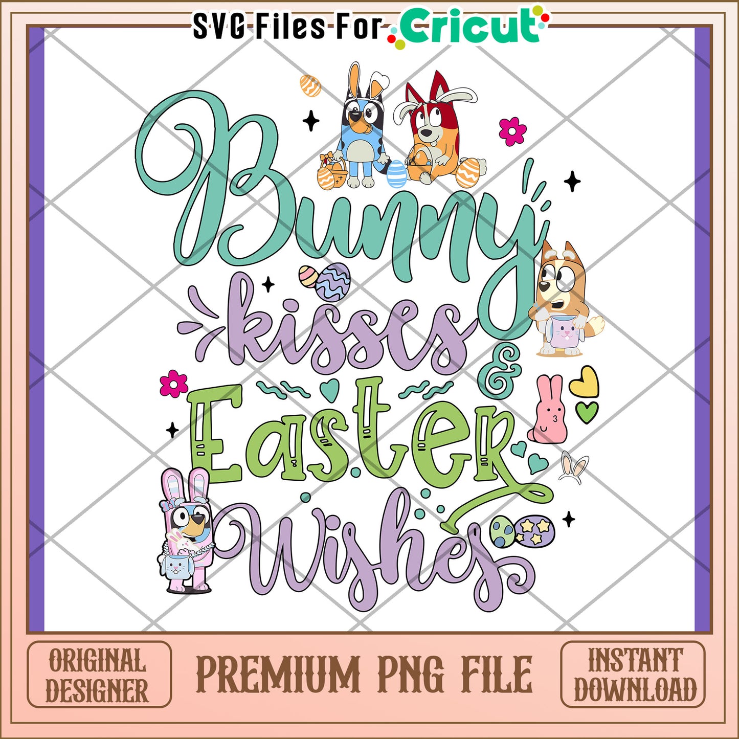 Bunny Kisses Easter Wishes PNG