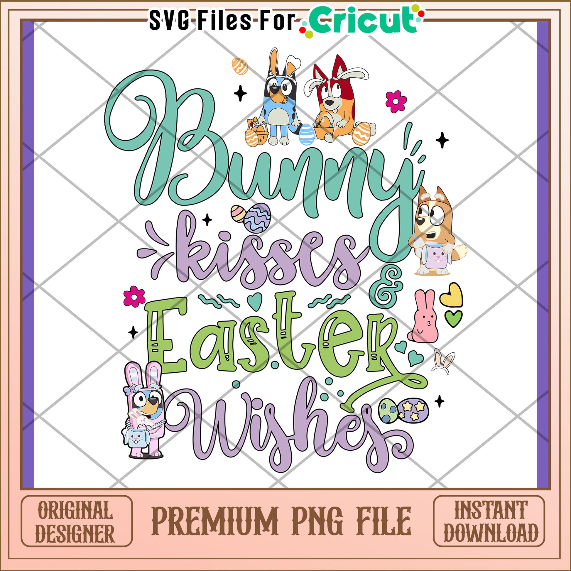 Bunny Kisses Easter Wishes PNG