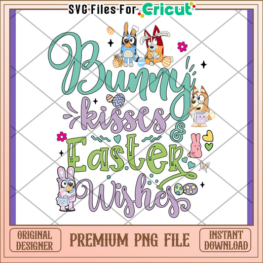 Bunny Kisses Easter Wishes PNG