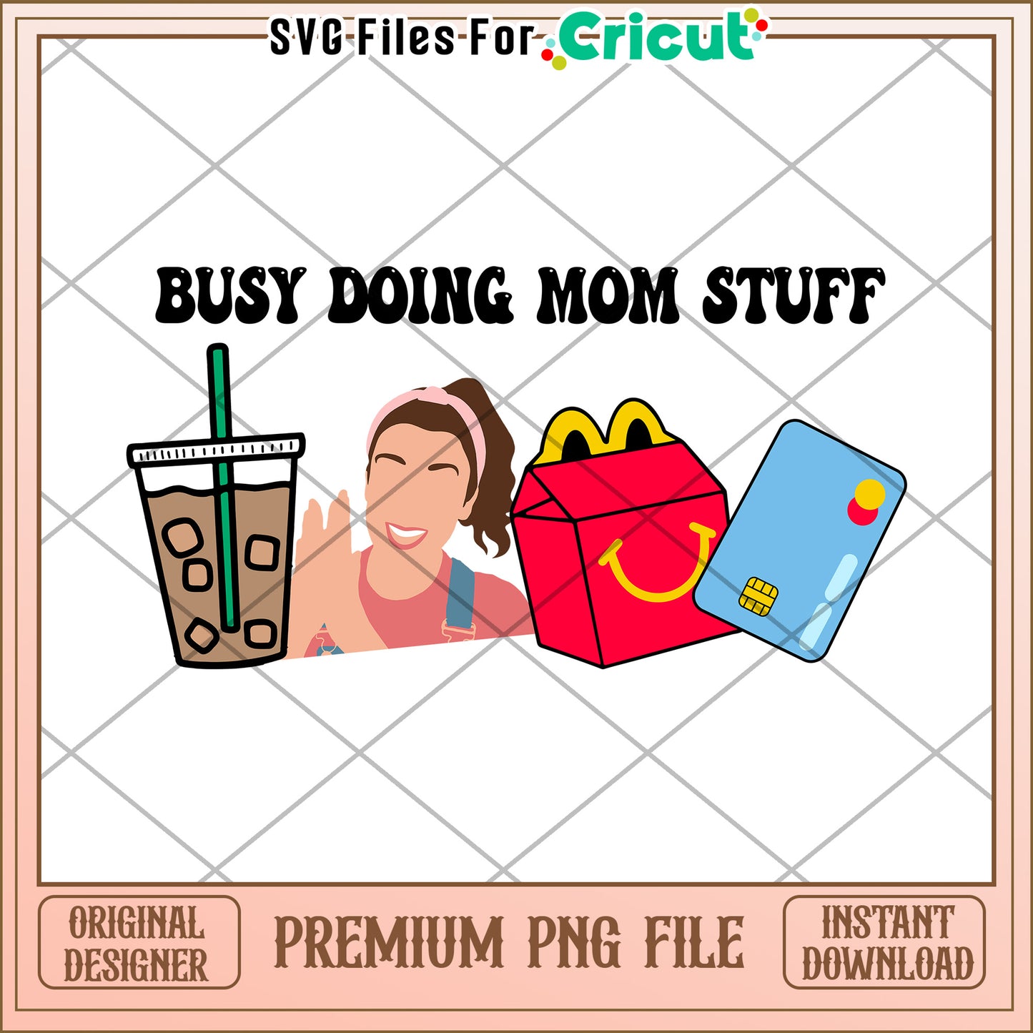 Busy Mom PNG Coffee, McDs, Credit Card