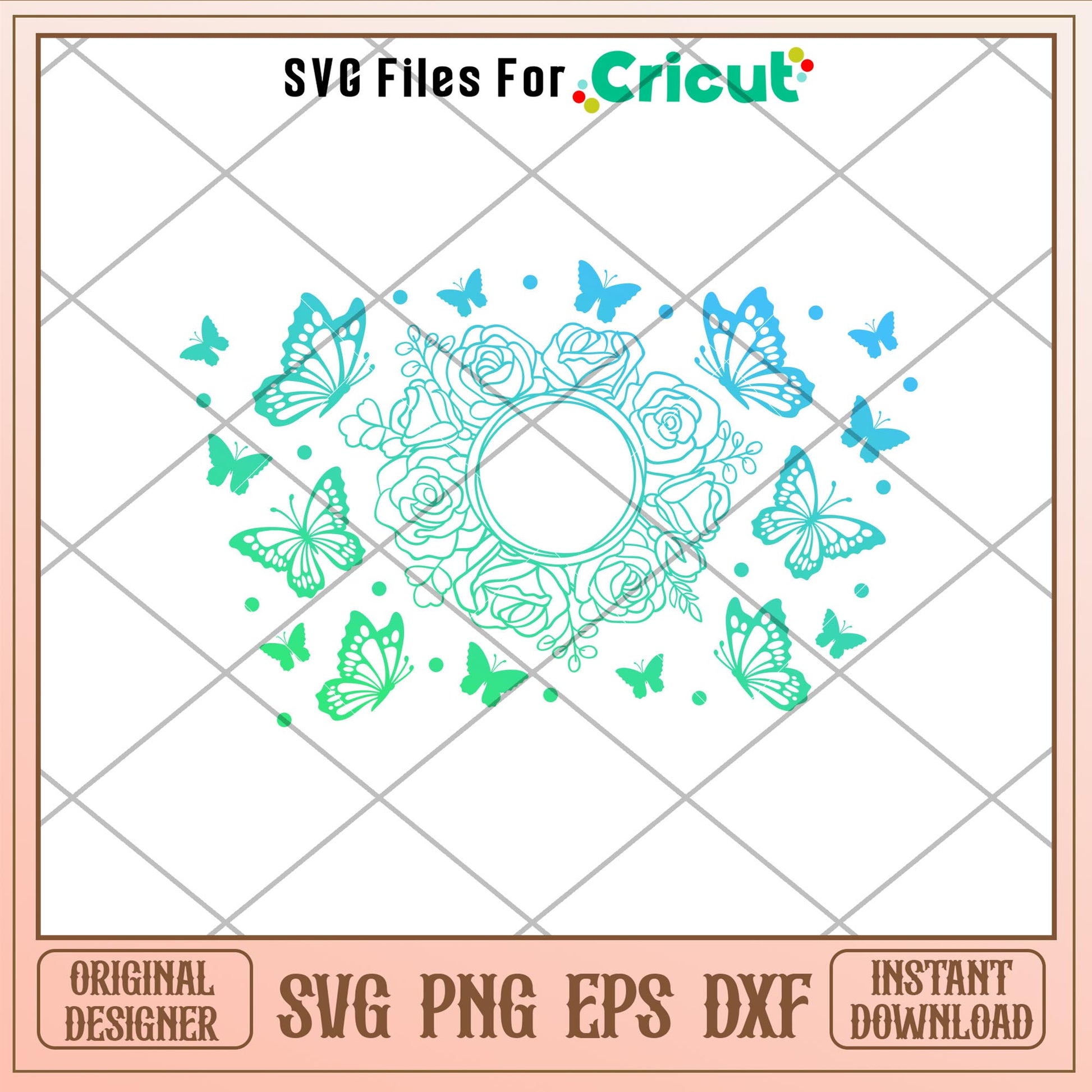 Butterflies Floral Full Wrap, Butterflies Floral Full Wrap Svg