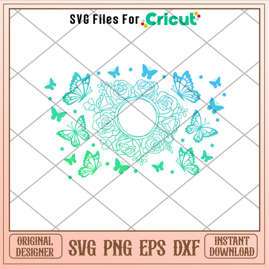 Butterflies Floral Full Wrap, Butterflies Floral Full Wrap Svg