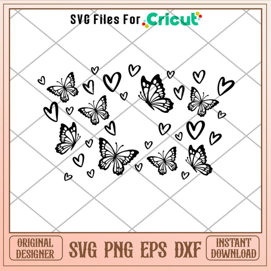 Butterfly Heart Full Wrap, Butterfly Heart Full Wrap Svg