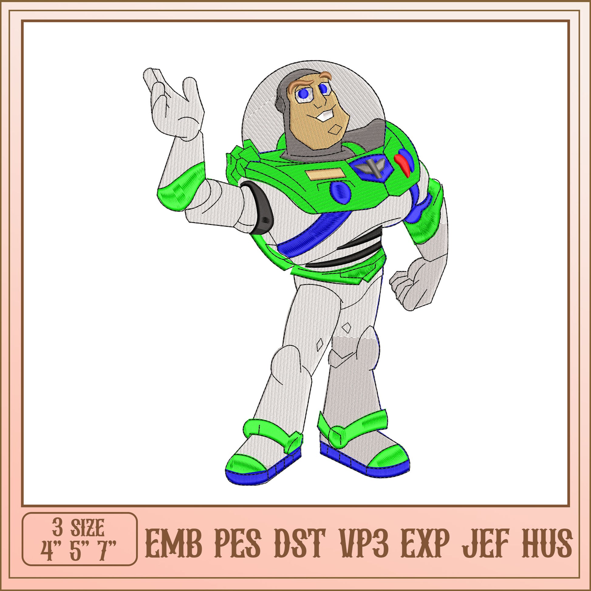 Buzz Lightyear Embroidery Design in Multiple Formats and Sizes