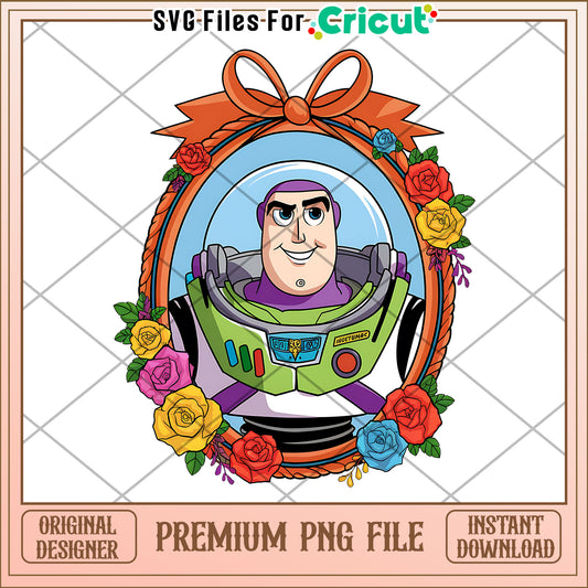 Buzz Lightyear Floral Design PNG File, Perfect for Digital Crafts