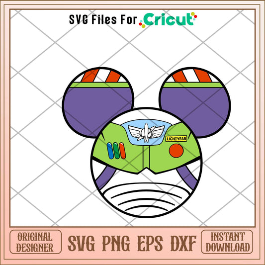 Buzz Lightyear Mickey Head Black svg, Buzz lightyear svg, digital download 