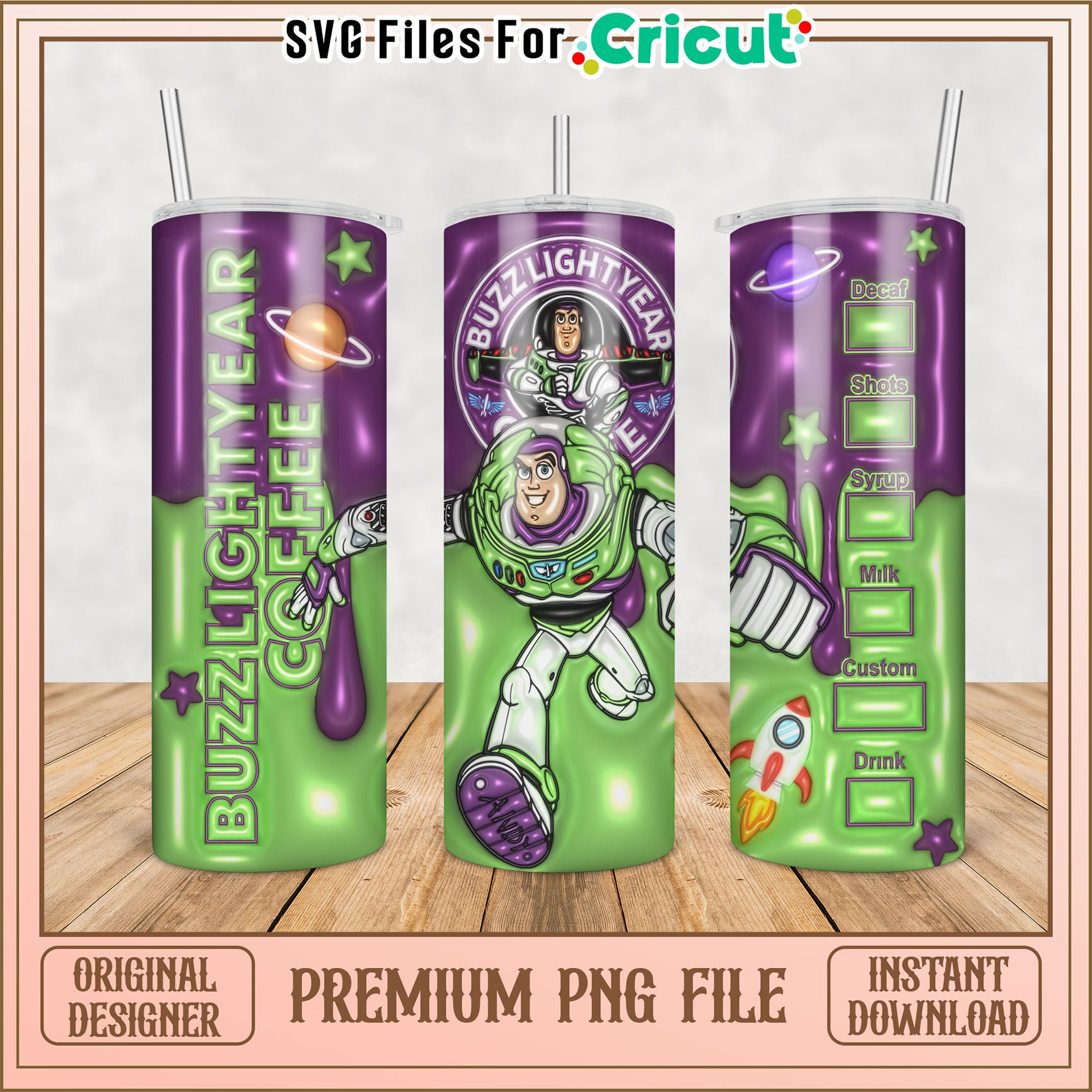 Buzz Lightyear Tumbler PNG Design