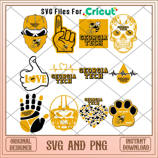Georgia tech hand svg, Georgia tech svg bundle, NCAA svg