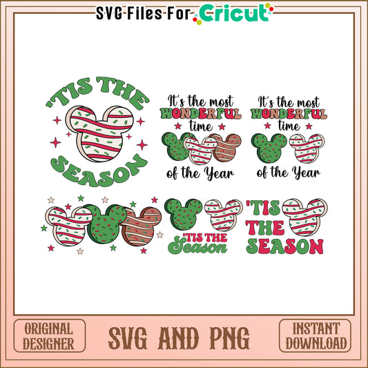 Mickey head tis the season christmas bundle svg, christmas tis the season svg