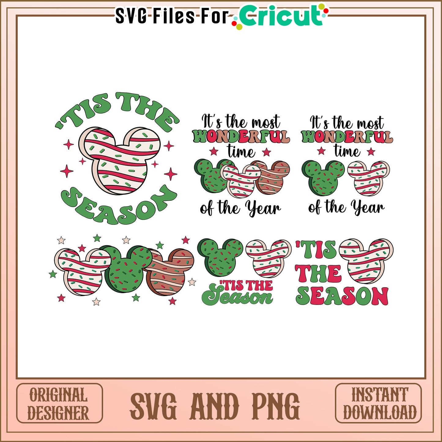 Mickey head tis the season christmas bundle svg, christmas tis the season​ svg