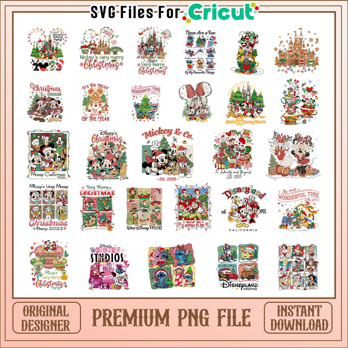 Mickey and friends christmas bundle png, disney christmas​ png