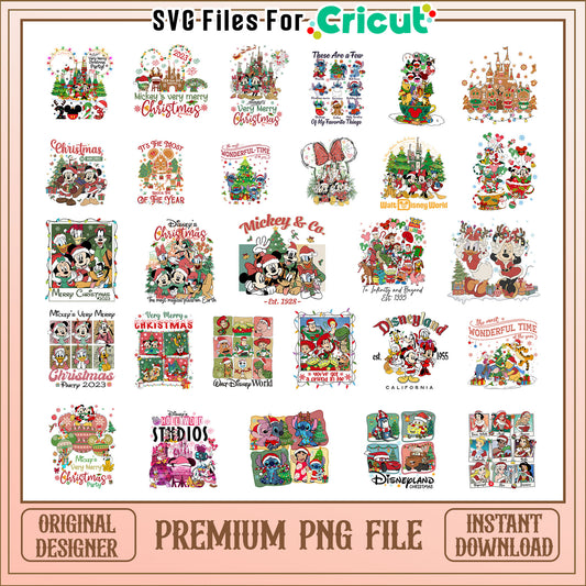 Mickey and friends christmas bundle png, disney christmas​ png