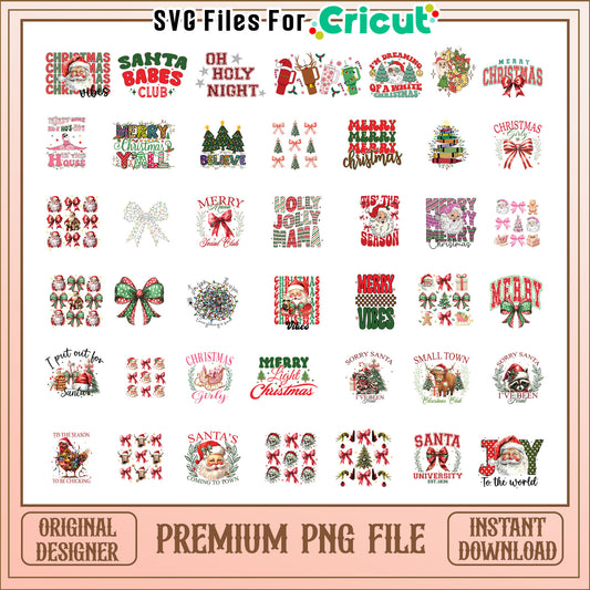 Santa babes club christmas bundle png, merry christmas clipart​ png