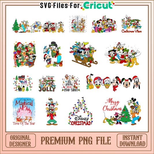 Mickey friends christmas vibes bundle png, mickey and friends christmas clipart​