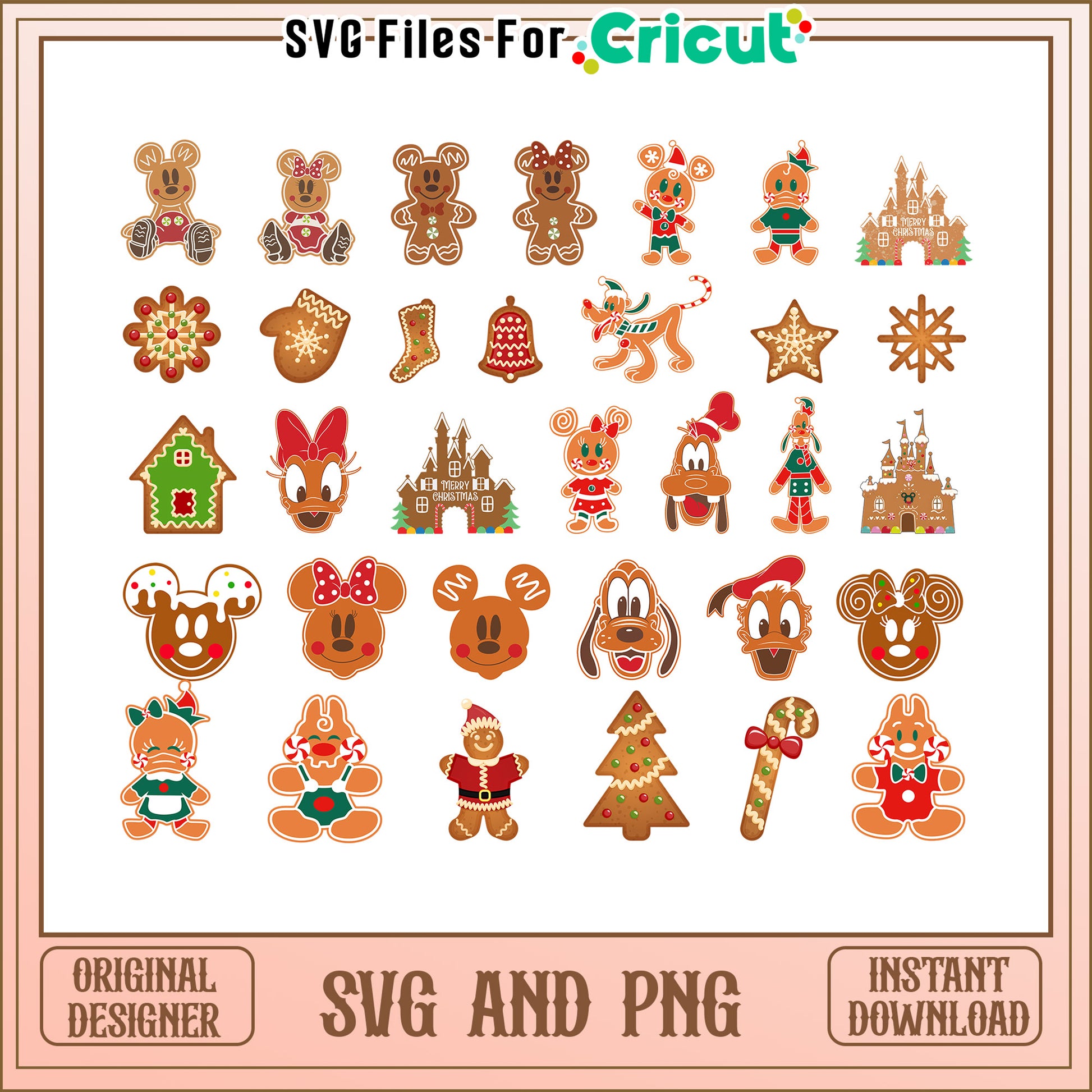 Disney gingerbread bundle svg, mickey and friends christmas​ svg