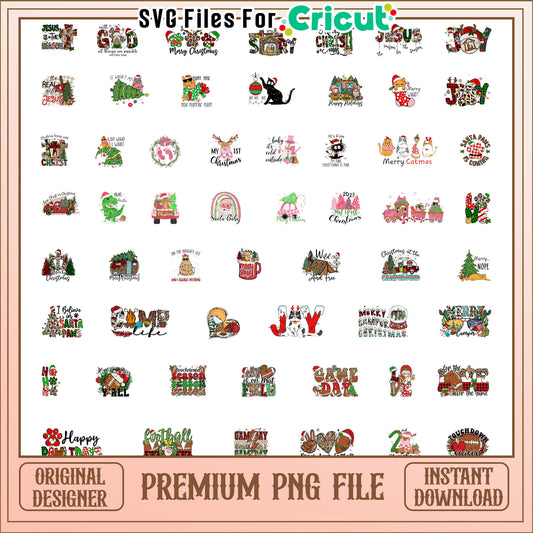 Merry catmas design bundle png, merry christmas cats​ png