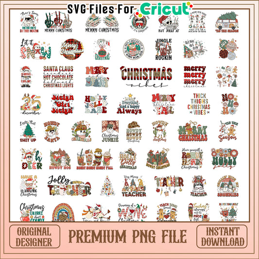 Cowboy christmas design bundle png, merry christmas png