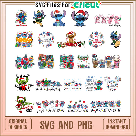 Stitch and lilo friends christmas bundle svg, disney stitch christmas​ svg