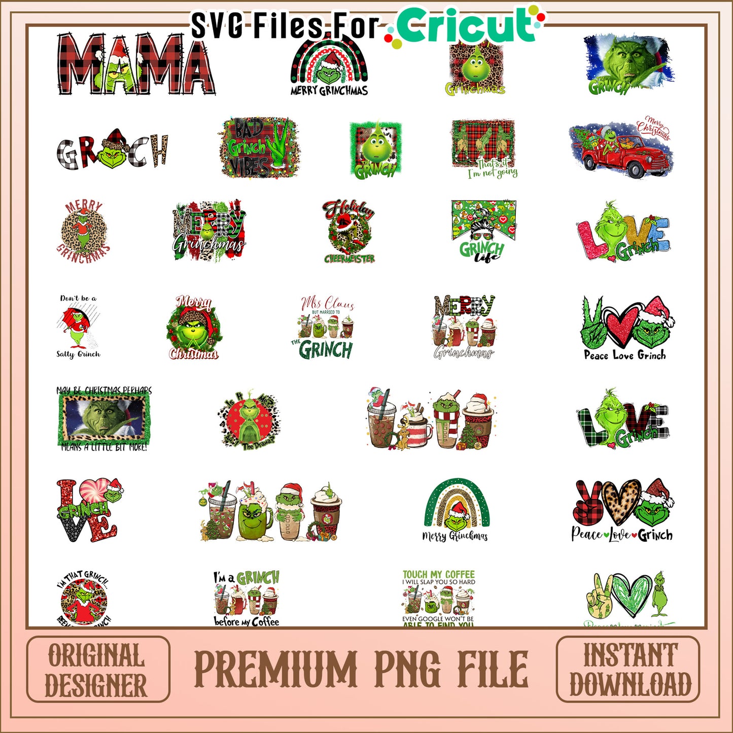 I'm a grinch before my coffee bundle png, grinch christmas png​