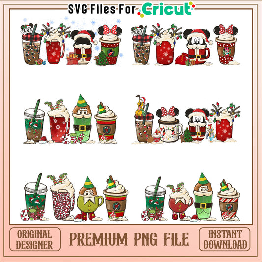 CRMP101024028Mickey ears coffee cup bundle png, merry christmas disney png