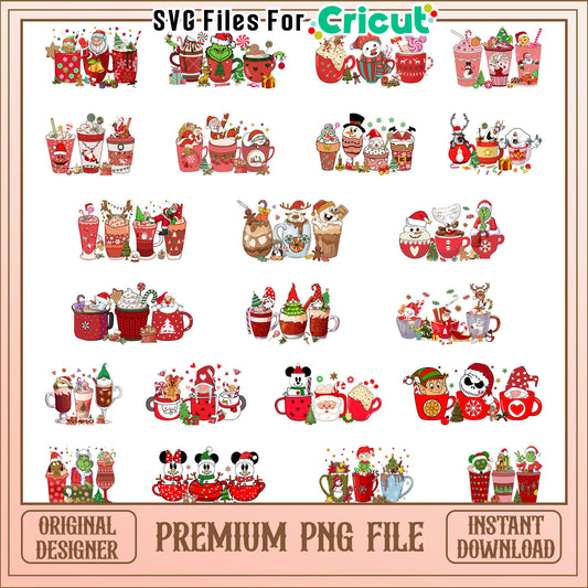 Merry christmas coffee cup bundle png, merry christmas png