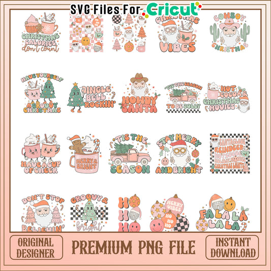 Retro howdy santa bundle png, tis the season​ png, christmas png