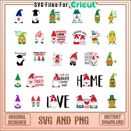 Gnome christmas quotes bundle svg, christmas gnomes​ svg