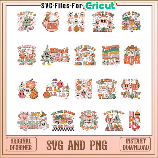 Retro christmas santa bundle svg, christmas vibes​ svg, christmas svg